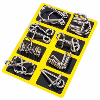 

New Popular 4 Colors 8Pcs Brain Puzzles Intelligence Buckle Lock Toys for Children Adults Braining Training Set- English Version