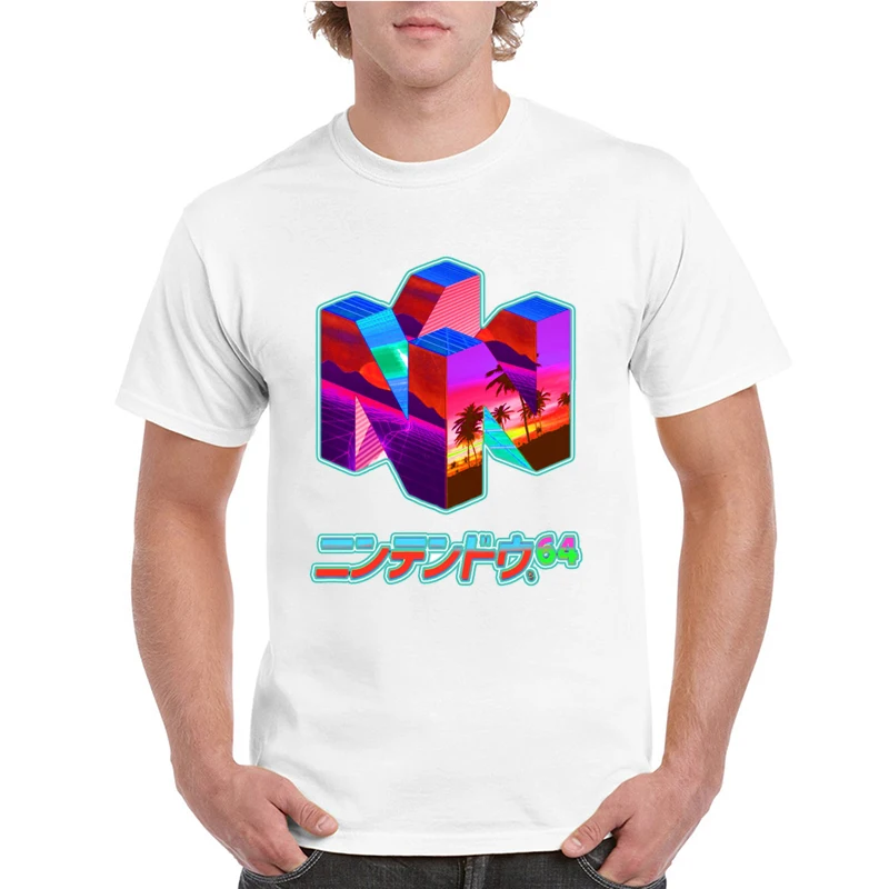 

3D geometry Vaporwave T Shirt men Summer fashion High Quality t-shirt casual white print O-Neck print male men top tees