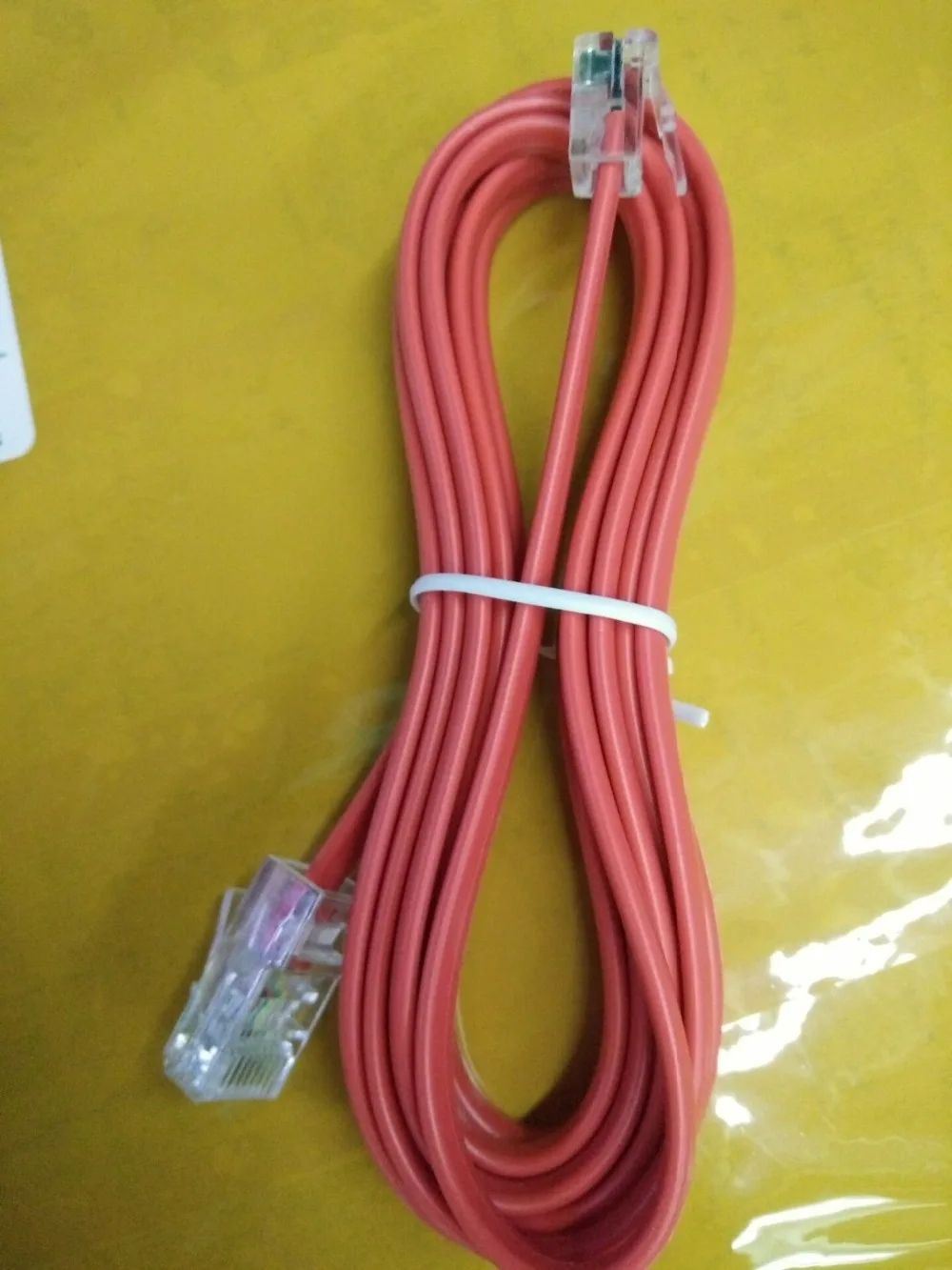 Customize RJ11 4pin 6P4C to RJ45 8pin 8P4C Red flat cable Modular Phone