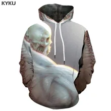 KYKU 3d Hoodies Skull Hoodie Men Skeleton Hoody Anime Space 3d Printed Gray Hooded Casual Gothic Sweatshirt Printed Unisex