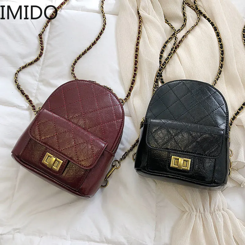 

IMIDO Diamond Lattice Backpacks for Women 2019 New Fashion Leather Schoolbag Female Mochila Back Shoulder Bags Backpack Casual