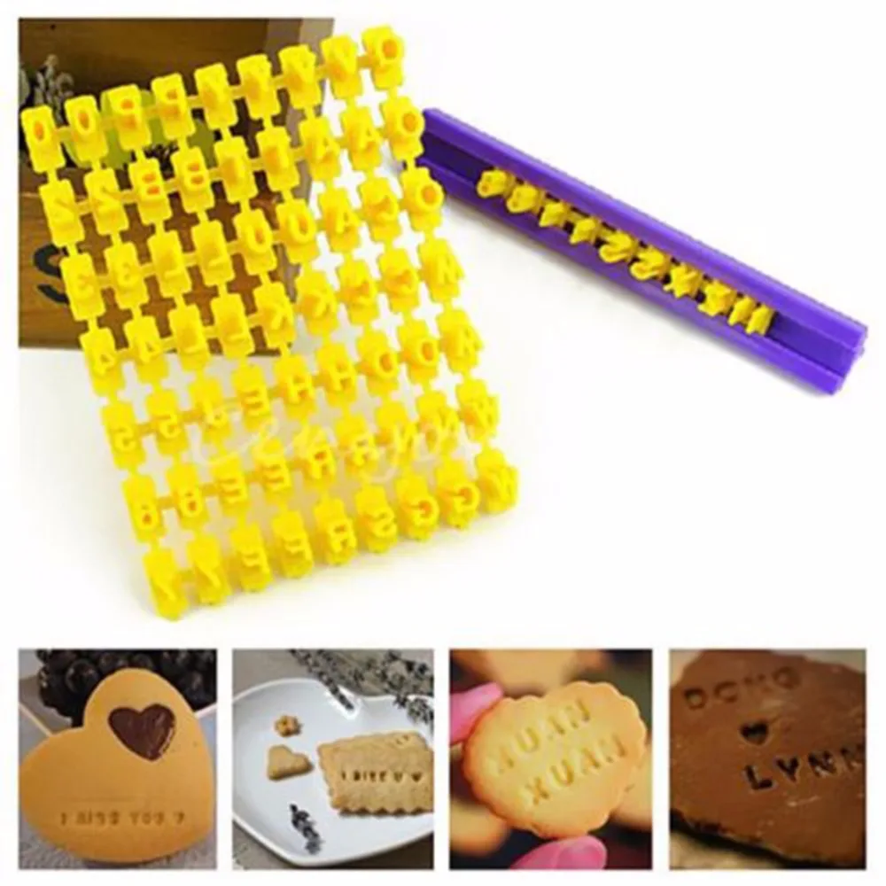 

ABS Materials DIY Alphabet Number Letter Impress Set Cookie Biscuit Stamp Embosser Cutter Cake Fondant DIY Mold Kitchen