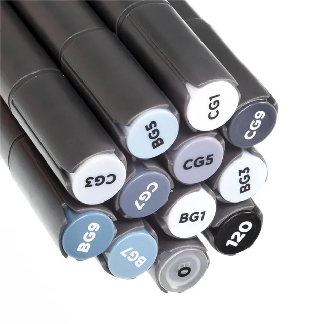 12 Color Cool Gray Marker Warm Gray Marker Set Dual Tips Alcohol Based Art  Marker for Drawing Manga Mark Art Supplier (Cool Gray)