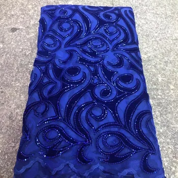 

Hot selling African velvet Lace Fabric New 2018 High Quality purple Bridal Nigerian Lace Fabric For women Wedding Dress fashion