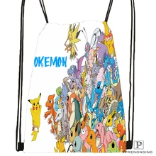 Custom Pokemon Аниме Стиль походная сумка на шнурке милый рюкзак дети ранец(черный Назад) 31x40 см#180531-02-07