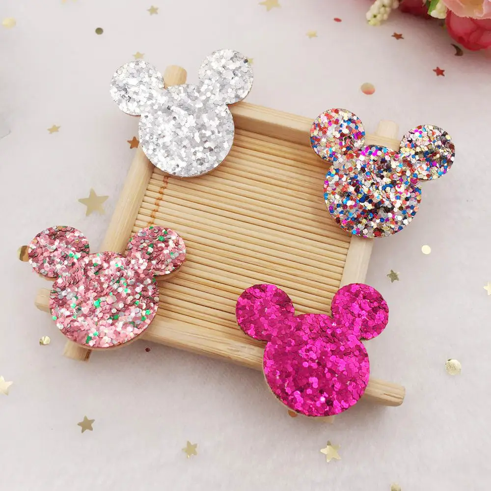 

20pcs Mix Glitter 30mm Mouse Paillette Felt Fabric Sewing Patches Appliques for Children's Headwear DIY Craft Supplies E171