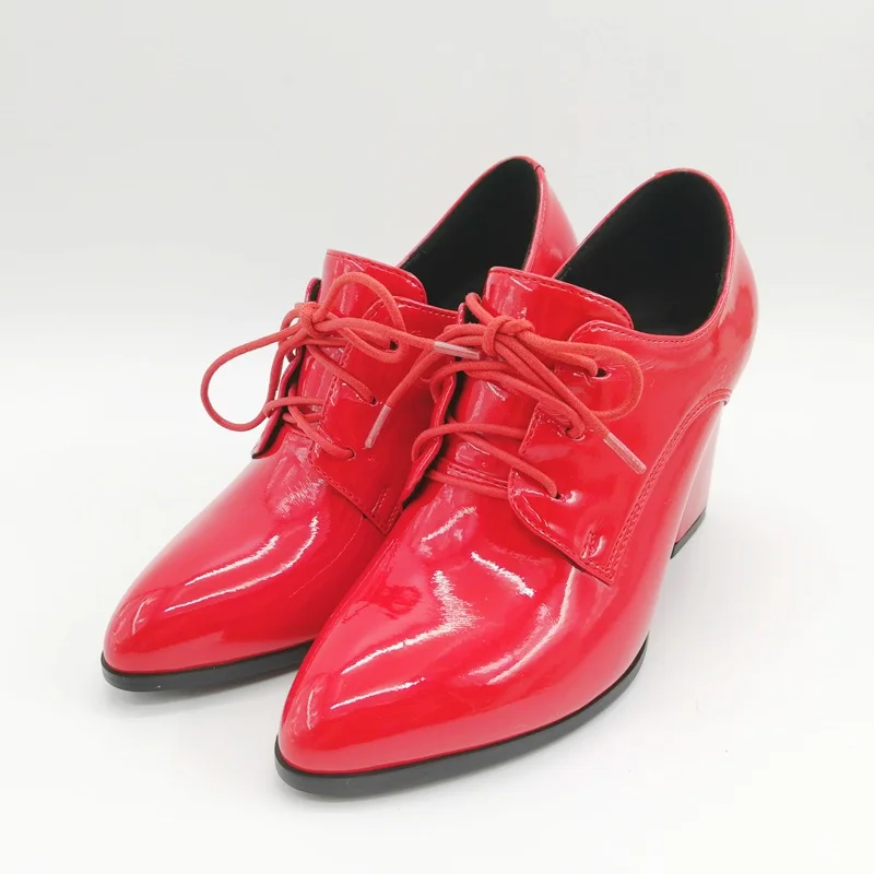 EGONERY высокого качества брендовые туфли из лакированной кожи женские туфли-лодочки размера плюс Весенняя мода для девочек; пикантные женские туфли на очень высоком каблуке обувь на каблуке - Цвет: 9cm red