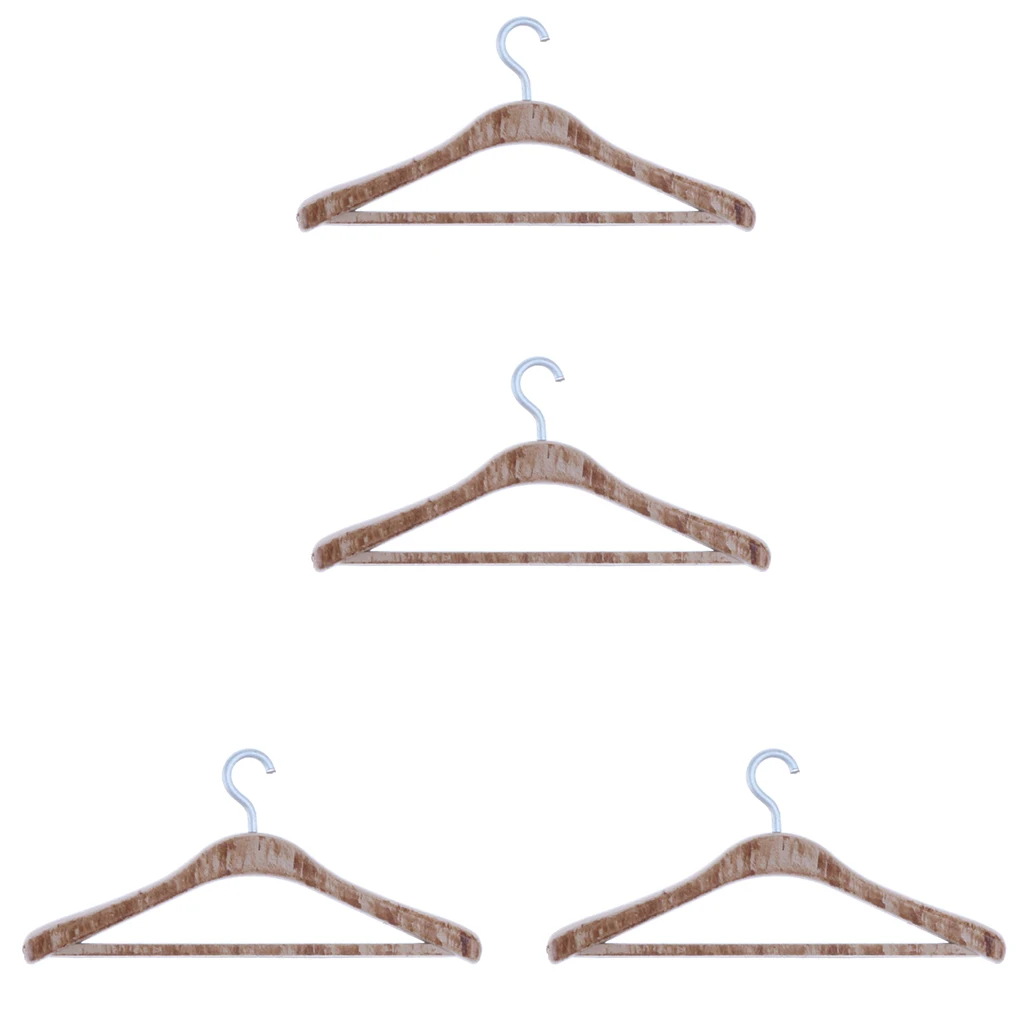 1/12 Dollhouse Miniatures Clothing Hangers Closet Hanging Decoration Brown