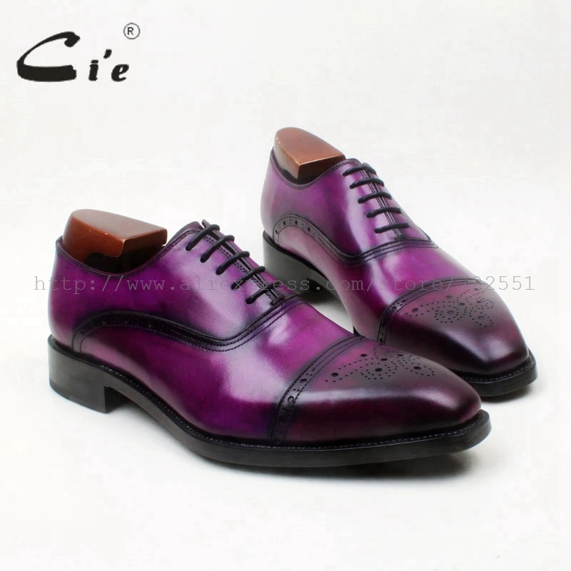 CIE квадратный носок полу-броги-Кружево-Up Обувь шнурованная для женщин патина фиолетовый 100% натуральной телячьей кожи нижняя подошва goodyear