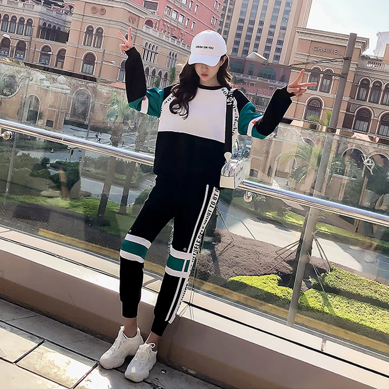 

2019 Long sleeve Sweatshirt+pants Autumn Winter tracksuit Women Set outfit fashion 2 two pieces set casual Overalls streetwear