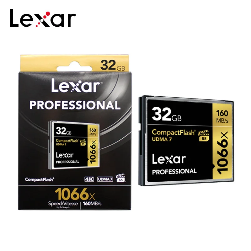 Купить Оригинальный Lexar UDMA 7 CF карта 1066x32 GB 128 GB 160 м с 64 GB 256 GB VPG 65 Compactflash карты памяти для Full HD видео 4 K Камера