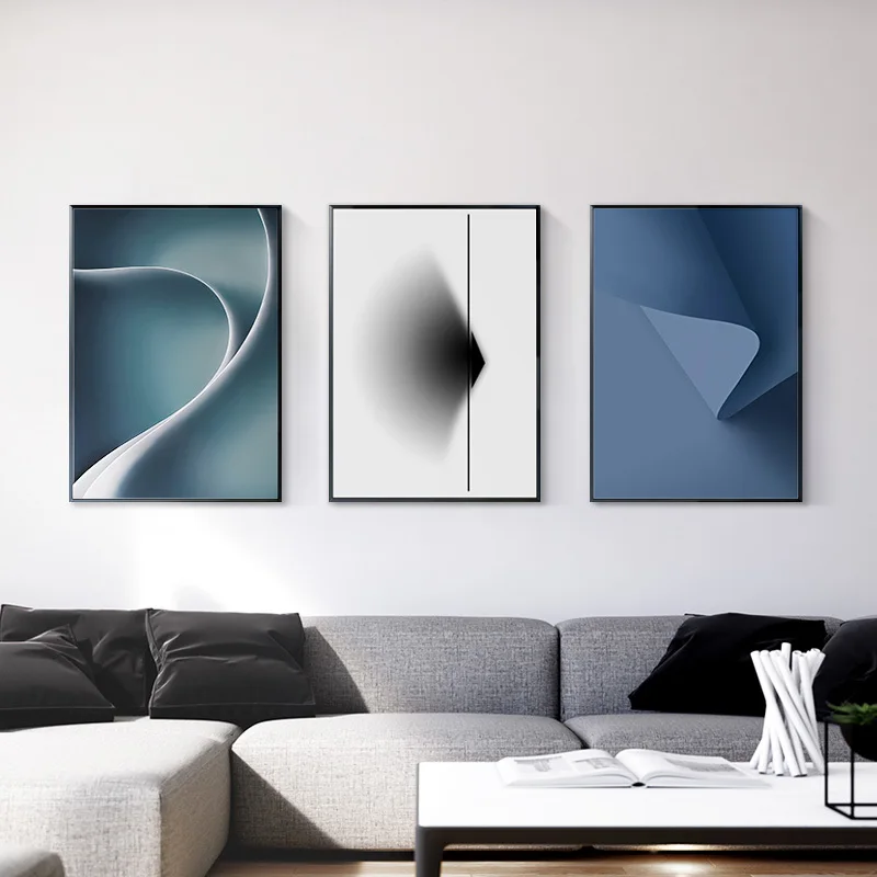 

Modern Canvas Painting Wall Art Blue Green Abstract Print Poster Nordic Wall Decorations Living Room White Pictures Home Decor