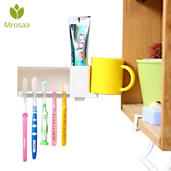 

1 Pcs Mrosaa 18.5*6*7cm Shelves Multi-function Bathroom Shower Toothbrush Gargle Cup Toothpaste Holder Wash Set Rack Accessories