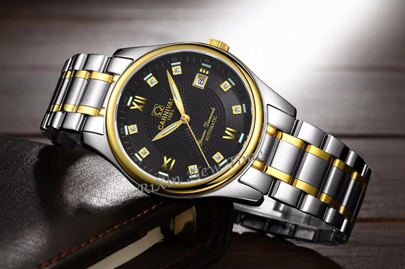 Карнавал Тритий Светящиеся военные автоматические механические мужские часы сапфир люксовый бренд полностью стальные часы montre horloge