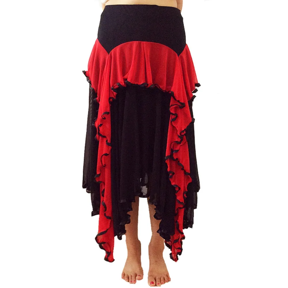 Модная Современная Танцевальная юбка с блестящими цветами Юбки Танго бальное платье, для вальса юбка для танцев для Для женщин леди взрослых вечерние юбка средней длины