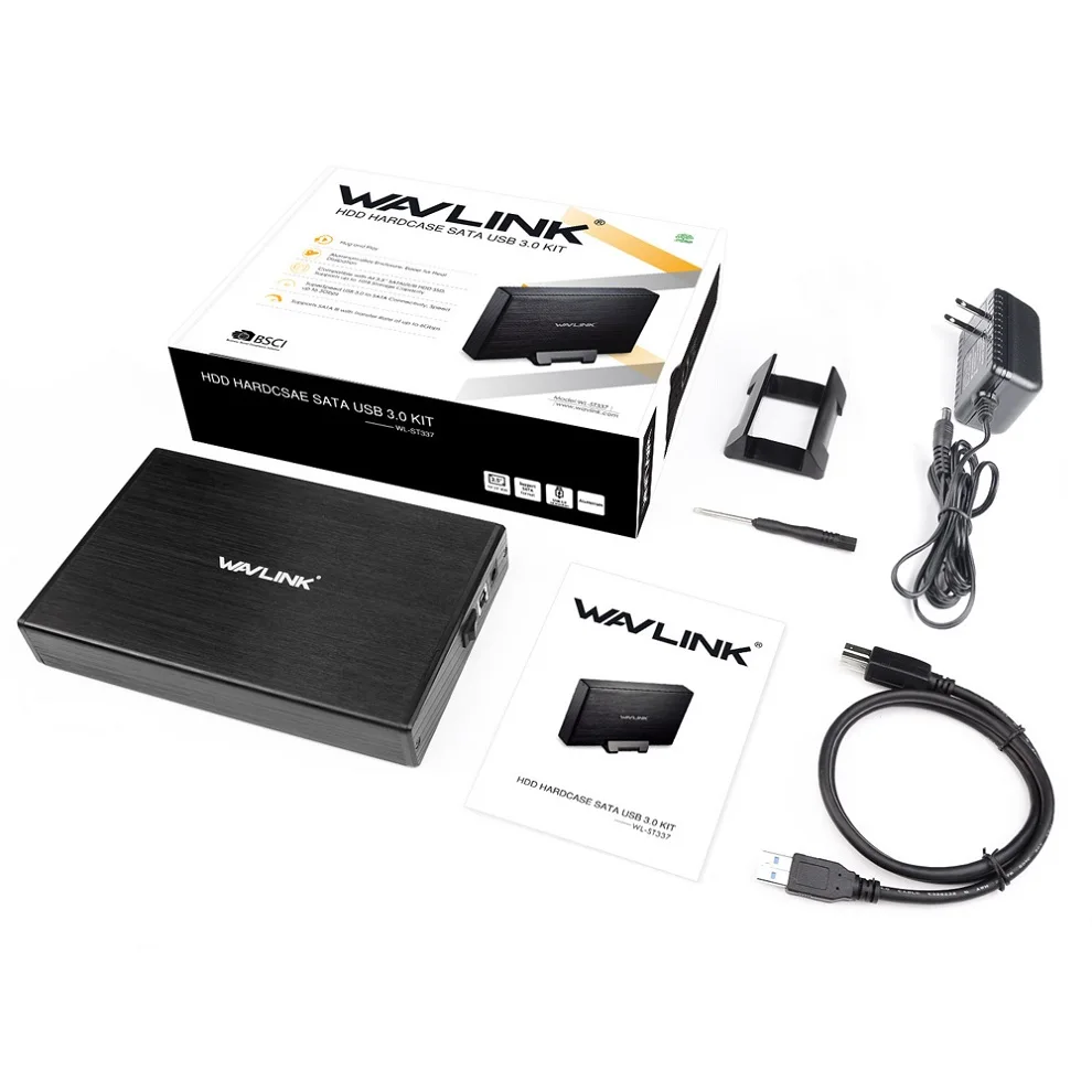 Wavlink 3,5 дюймов SATA к USB 3,0 внешний корпус жесткого диска SATA HDD SSD док-станция UASP протокол 10 ТБ 12 V/2A мощность - Цвет: US plug