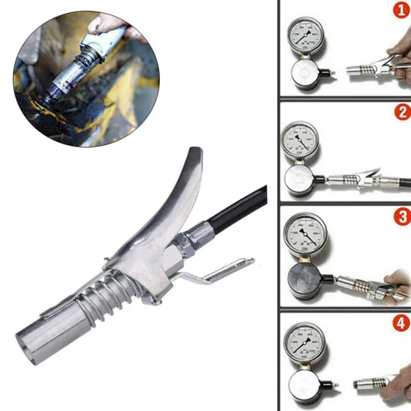 

1PC Universal Grease Gun Coupler Double Handles Locking Clamp High Pressure Oil Gun Nozzle Grease Coupler