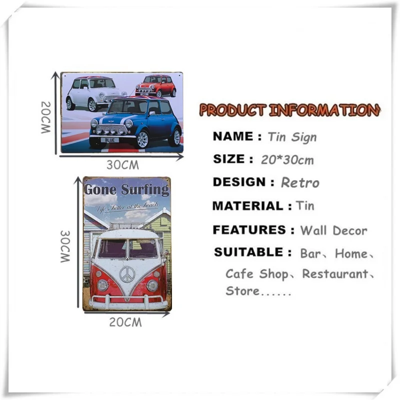 Автобус мотоцикл автомобиль металлический винтажный домашний декор жестяная вывеска Бар Паб декоративный металлический знак для гаража металлическая живопись табличка