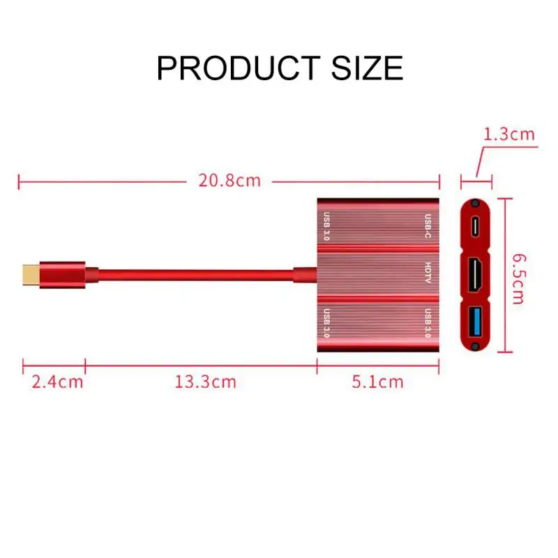 5 в 1 USB-C концентратор Тип с разъемами типа C и 3* USB3.0 HDMI конвертер 4 K HDMI для Macbook телефон Тип C устройства