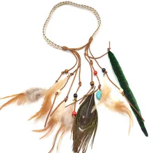2017 fashion peacock feather suede headband india style bohemian handmade feather headband hair accessories