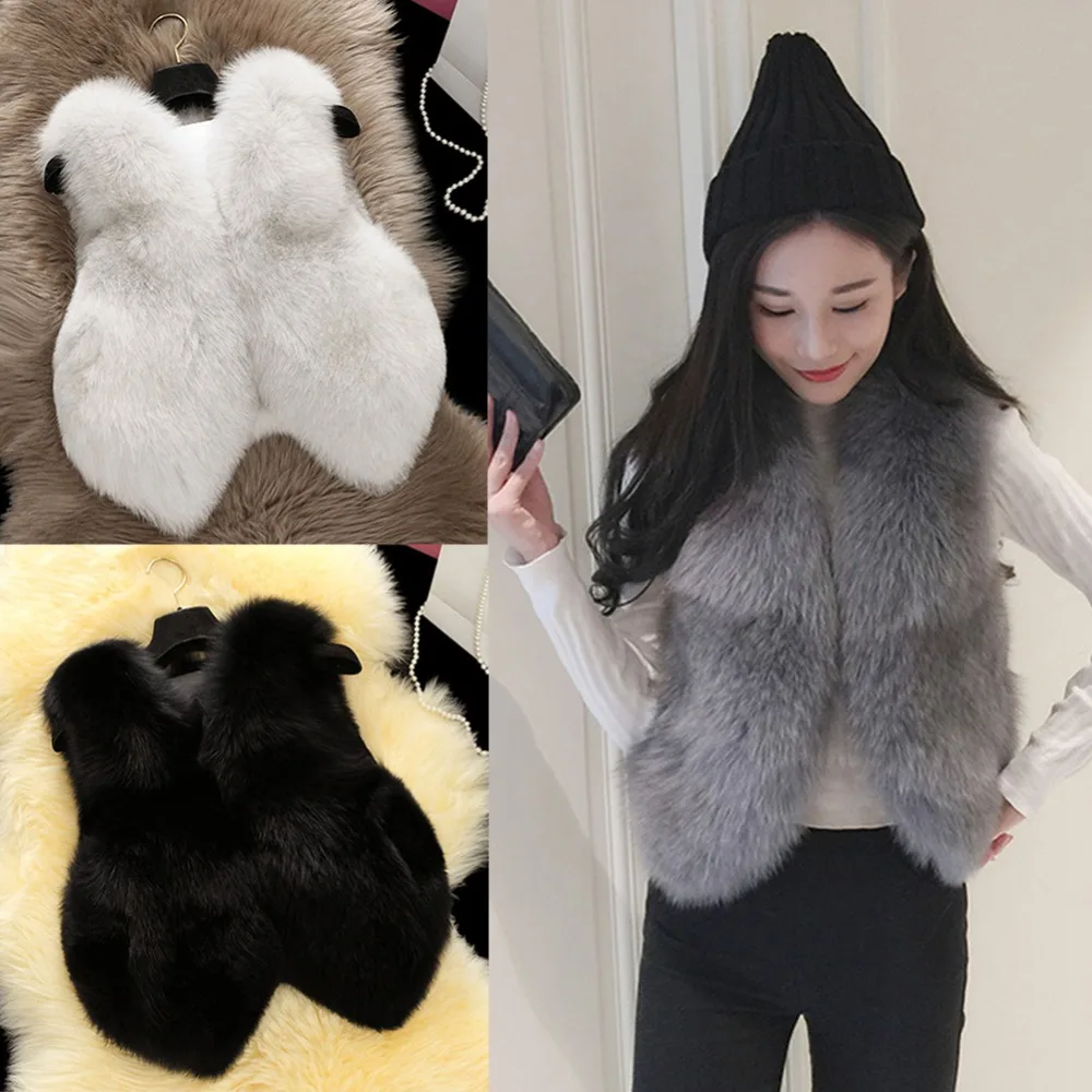 4 Style Women Faux Fur Vest Coat Winter Thick Warm Luxury Fox Fur Jacket Outwear Gilet Ladies Hairy Overcoat Colete Feminino