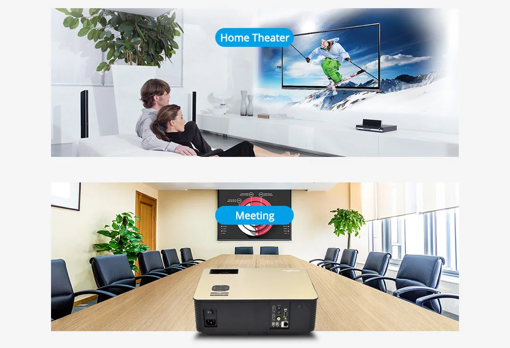 ThundeaL M5 HD Projector 4000 Lumens Android 6.0 WiFi Bluetooth LED Projector (Optional) Support 1080P TV HDMI VGA 3D Projector -