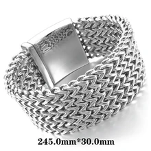 Большой тяжелый крутой ювелирный браслет из нержавеющей стали браслет на запястье Серебряный Дикий браслет размер длина 30 мм ширина 245 мм