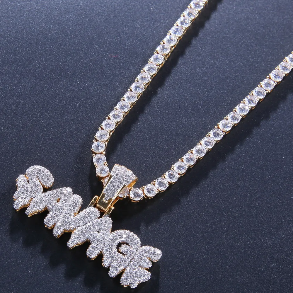 Uwin SAVAGE кулон кубический цирконий буквы и цепочки мода хип-хоп золотой цвет ожерелье для мужчин ювелирные изделия