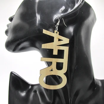 

6pairs/lot Afro Word Wood Earrings