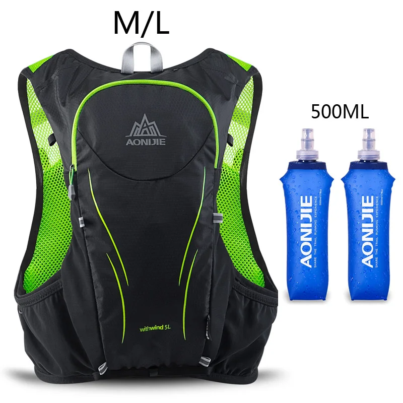 AONIJIE 5L открытый спортивный рюкзак для женщин/мужчин марафон гидратационный жилет пакет для обмена легкий Велоспорт Туризм сумка для воды - Цвет: 928-green-M-500ML