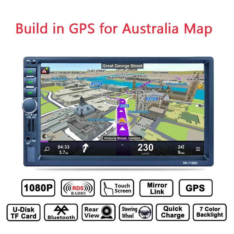 

GUBANG 2DIN Touch Screen Car MP5 Player GPS Nav Bluetooth RDS Radio Stereo + 8GB Map of Australia