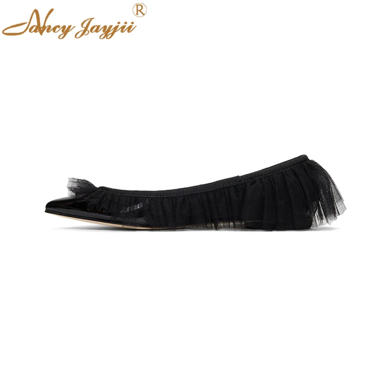 

Fringe Black 2019 Ladies Spring Pointed Toe Flats Shoes Work Shoes Woman Leisure Concise Solid Slip-on Ruffles Dress Fashion