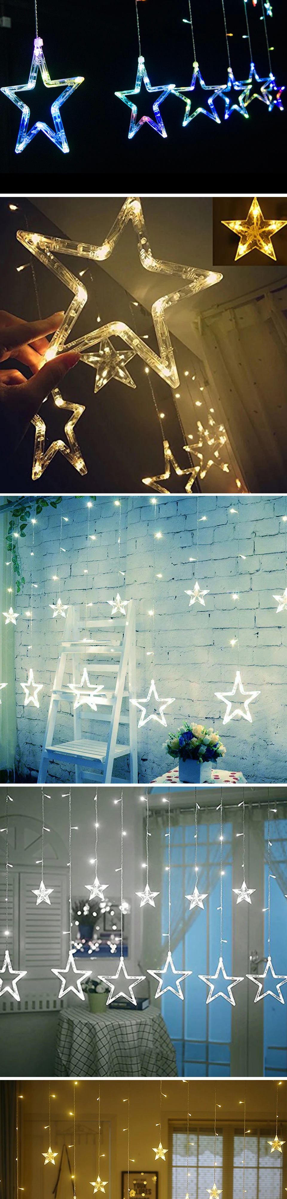 Романтическая Фея Звезда светодиодная занавес декоративная светящаяся гирлянда Рождественская гирлянда свет для свадебной вечеринки праздничные светодиодные лампы