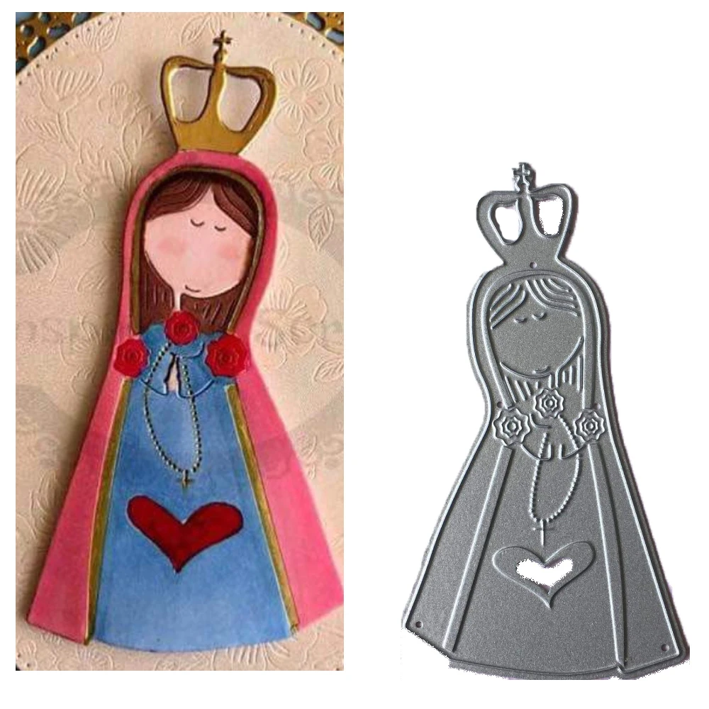 

Swovo virgins heart girl Stitched Metal Cutting Dies DIY Scrapbooking Stamps Craft Embossing Die Making Stencil Template