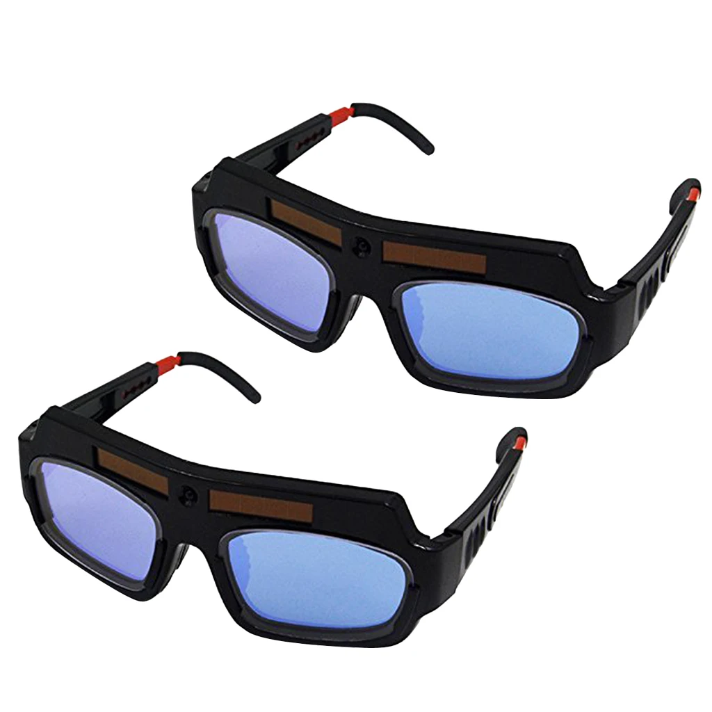 2x Solar Powered Auto Darkening Welding Mask Protective Goggles Safety Glasses Helmet Goggle Welding Glasses Lightproof 