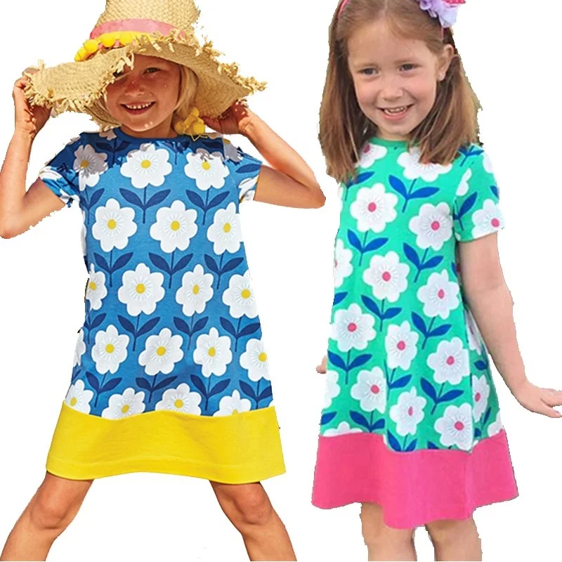 Цветочный Платья для маленьких девочек детская одежда цветок Мода для девочек Джемперы детское платье костюмы Летняя одежда Пляжная