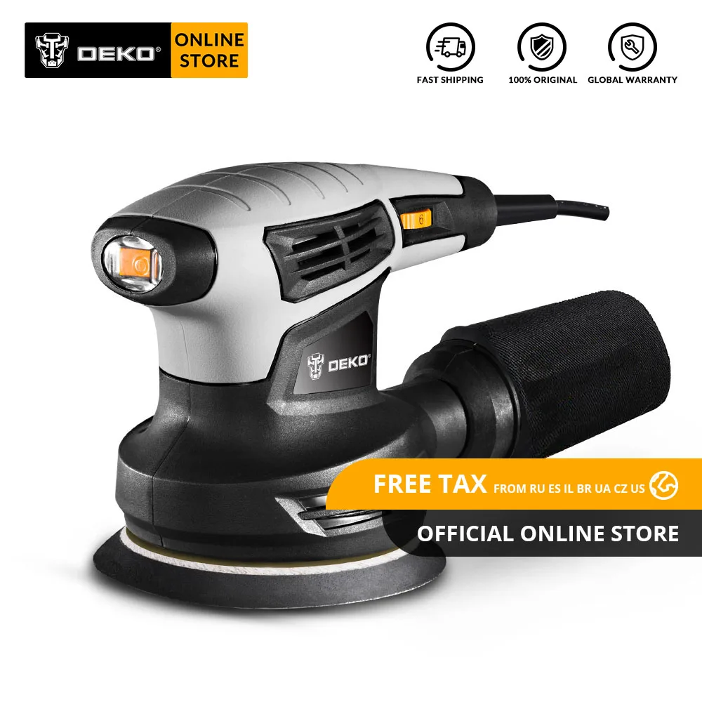 Comprar DEKO QD6206 280W LIJADORA ORBITAL random clásica con sistema de recolección de polvo eficiente para el trabajo de la madera