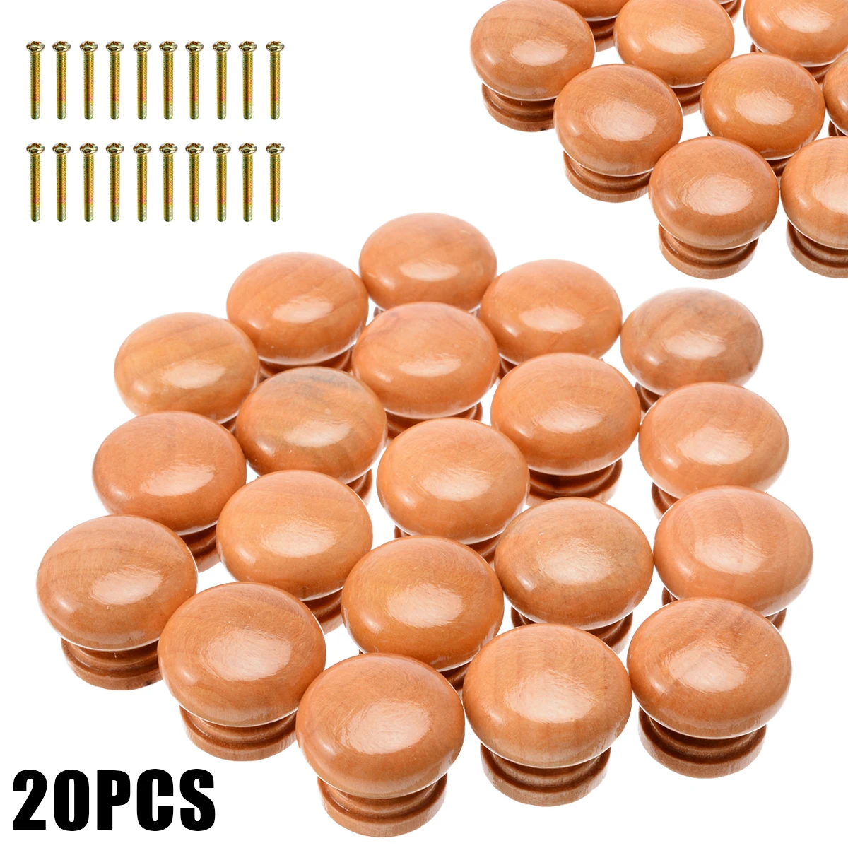 Mayitr 20pcs Wooden Door Drawer Knobs Cabinet Cupboard Round Pulls Handle with Screws For Furniture Hardware Supplies
