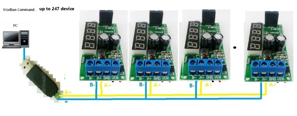 DC 5 в 12 В 24 в цифровой дисплей Modbus RTU RS485 датчик температуры и влажности Модуль AM2320 заменить DHT11 DHT22 DS18B20 PT100