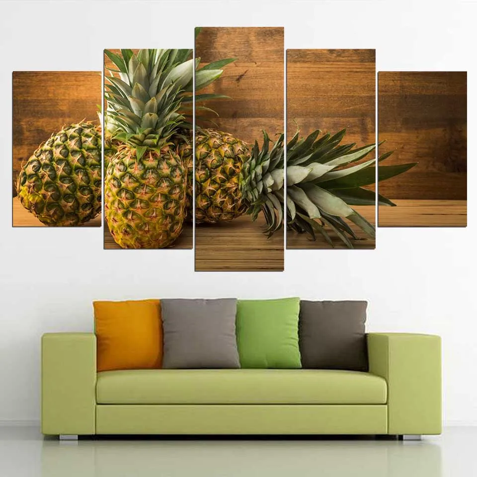 Modern Artwork Modular Picture Wall Art Frame 5 Piece Pineapple Fresh