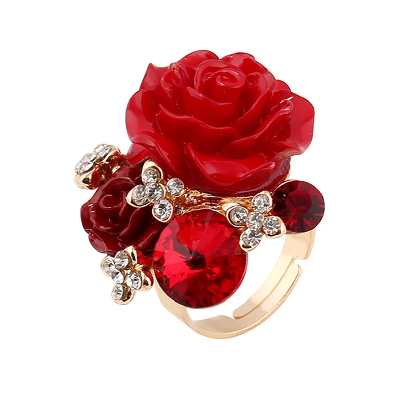 New Fashion Design Woman Party font b Rings b font Rose Decoration Resin Material Woman font
