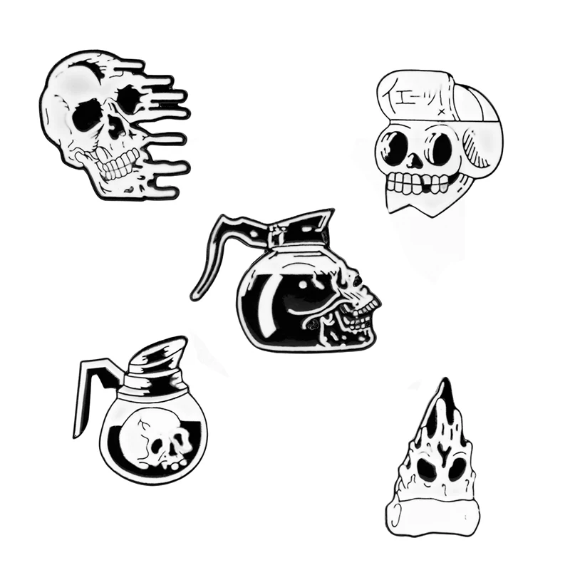 

fashion Shantou black white bone brooch horror entertainment fun accessories for women men Clothes Jeans cap bag badges pins