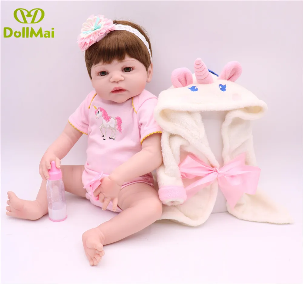 

Real baby dolls 22inch 55cm full silicone reborn baby girl dolls gift for child Bebes reborn com corpo de silicone menina