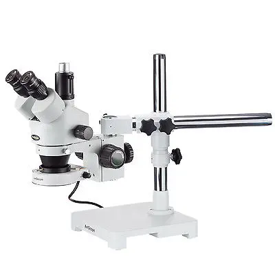 AmScope 3.5X 90X Тринокулярный зум стерео микроскоп w Boom Stand + 80 светильник|stereo microscope|zoom