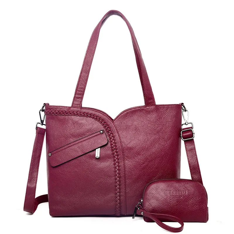 2 Sets 2018 Large Capacity Women Bags Shoulder Tote Bags Women Messenger Bags With Coins Famous Designers Leather Handbags Sac