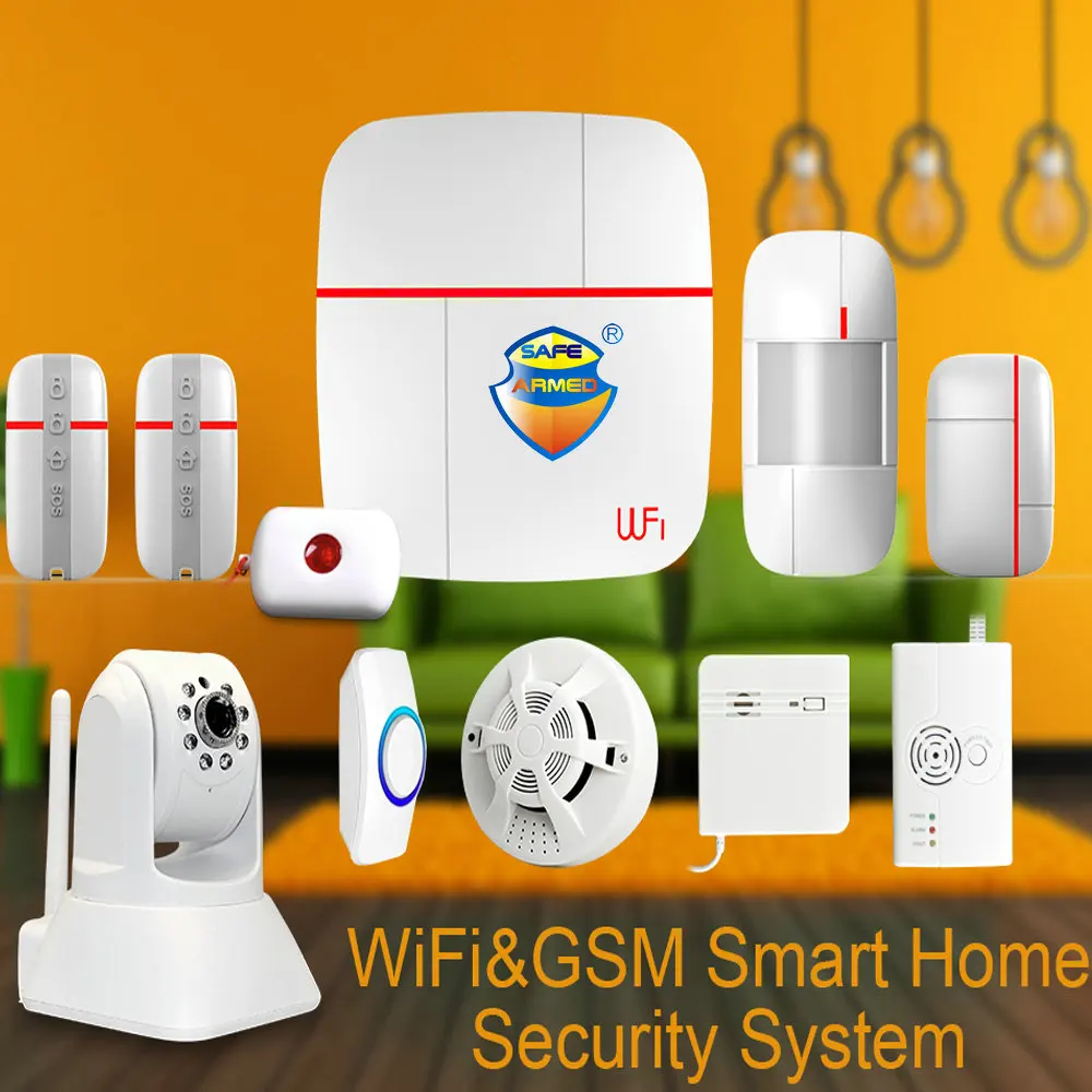 (1set) Vcare WIFI GSM Smart Home Alarm Security System with Wireless Door Gas Water Sensor & SOS Button & HD PTZ IP Camera Ver C (1set) Vcare WIFI GSM Smart Home Alarm Security System with Wireless Door Gas Water Sensor & SOS Button & HD PTZ IP Camera Ver C