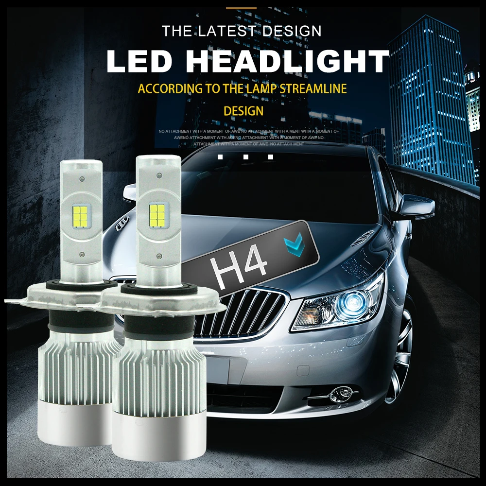 Автомобильные светодиодные фары H4 H7 автомобильные H11 H1 H3 9005 9006 880 881 72 Вт 6500 лм K