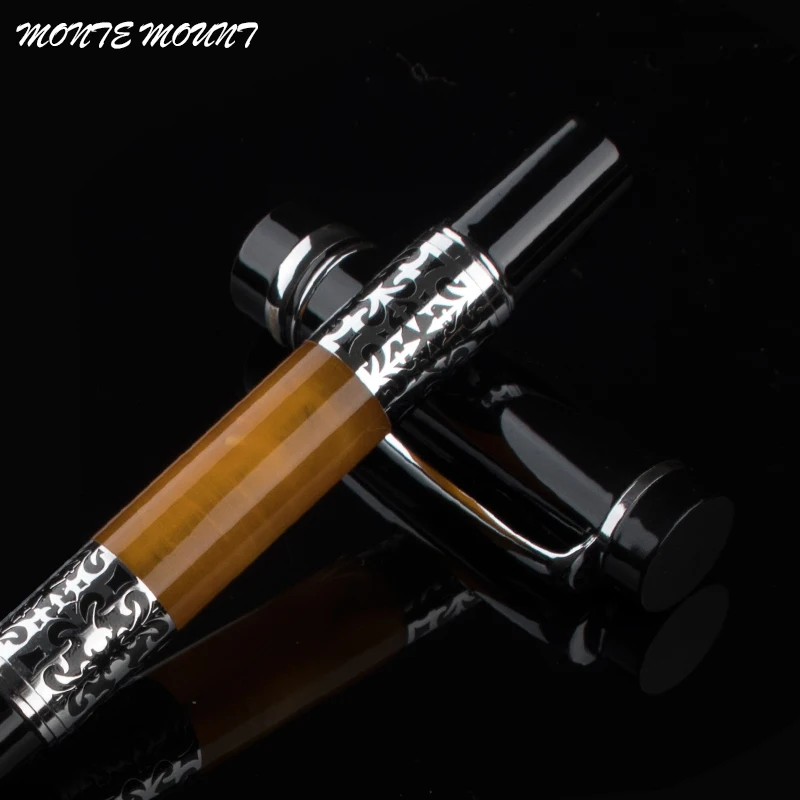 

MONTE MOUNT engraving Celluloid Flower Pattern ink pen high quality Business Gifts Metal Fountain Pen Nib