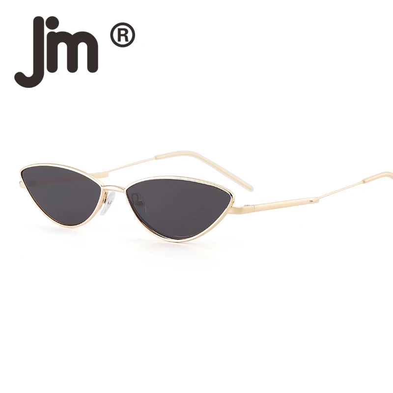 

JM Small Slim Oval Sunglasses Women Brand Designer Retro Silver Red Yellow Grey Tint Clear Lens Sun Glasses Shades