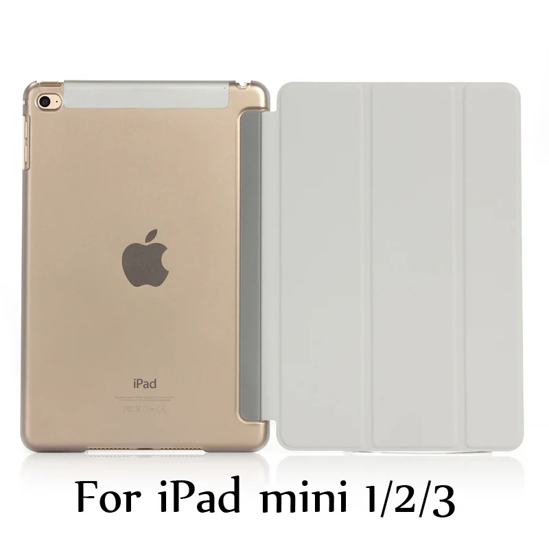 Тонкий смарт-чехол для iPad mini 5 mini4, iPad mini 1/2/3 три раза стенд из искусственной кожи+ Прозрачная Жесткая задняя крышка из ПК с Авто Режим сна/Пробуждение - Цвет: Gray for mini 123